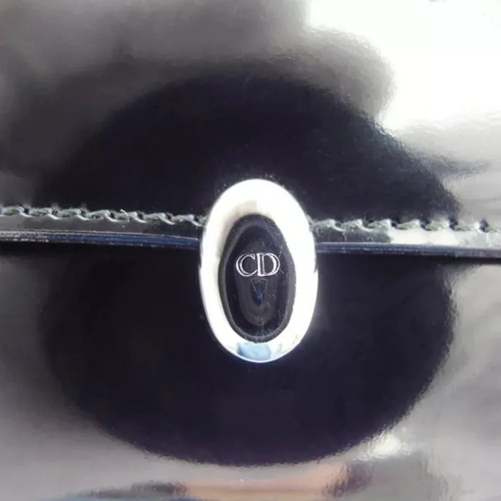 Dior Trifold Wallet CD Mark Enamel Leather Authentic Used